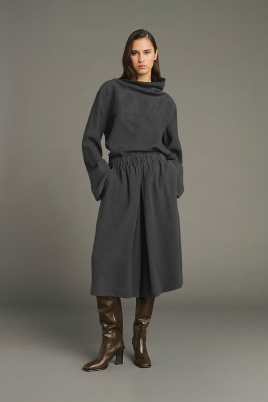 Bluse Laila - Anthrazitgrau - Seide - Damen