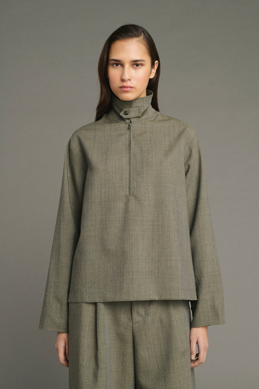 Bluse Jessie – Graugrün – Wolle – Damen