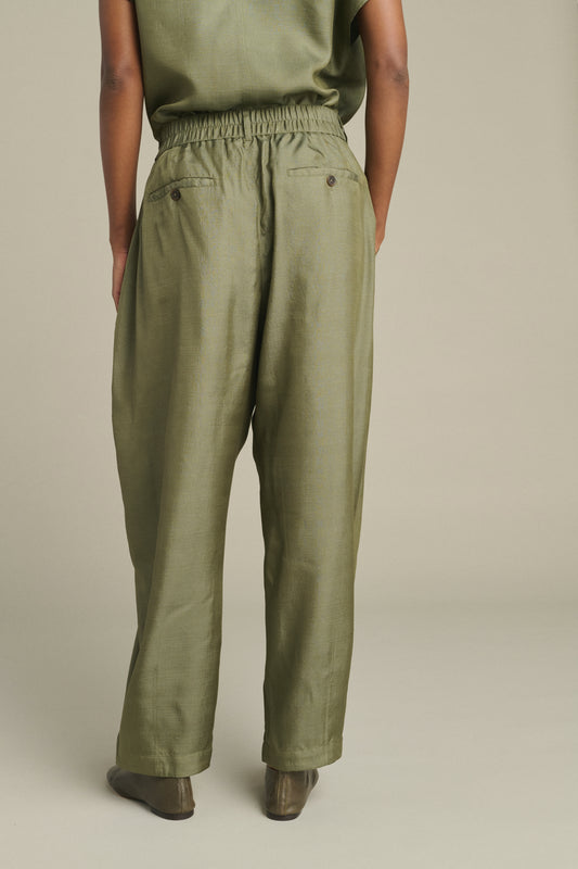 Hose Vernon - Graugrün - Seide - Damen
