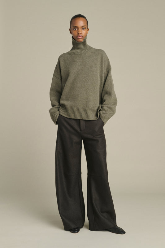 Pullover William – Grau Chiné – Merinowolle – Damen