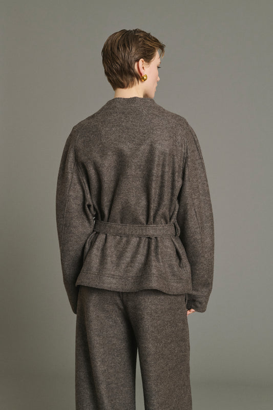 Jacke Theia - Meliertes Taupe - Wolle - Damen