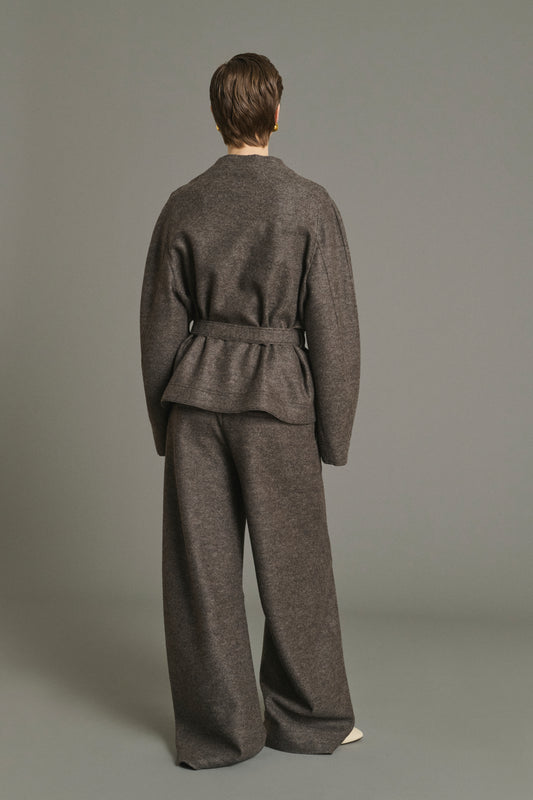 Jacke Theia - Meliertes Taupe - Wolle - Damen