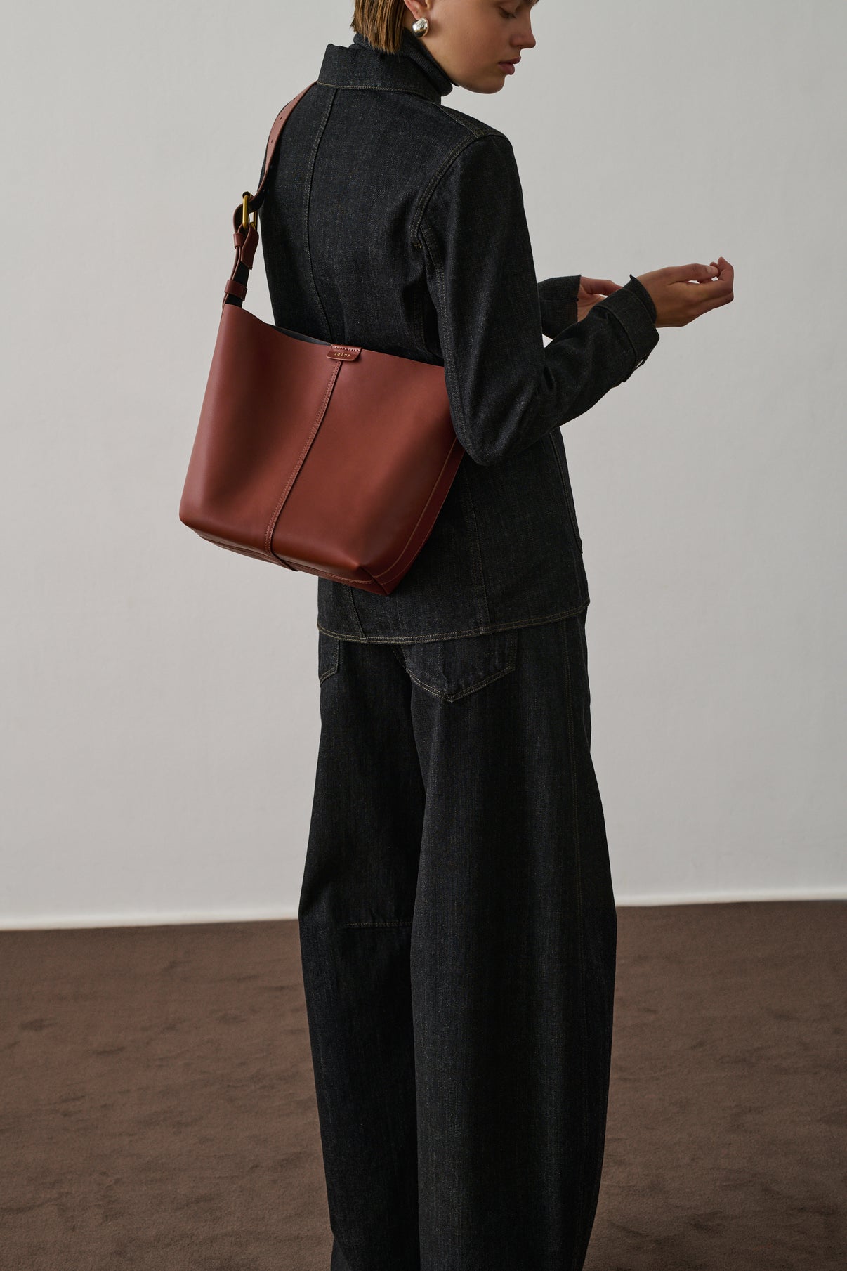 Sac Saudade Mini - Acajou/Noir - Cuir - Femme vue 2