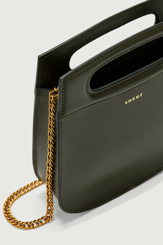 Cheri Mini Tasche – Militärgrün – Leder – Damen