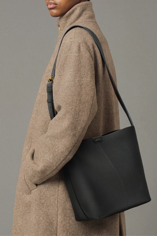 Saudade Mini bucket bag - Steel grained leather - Soeur