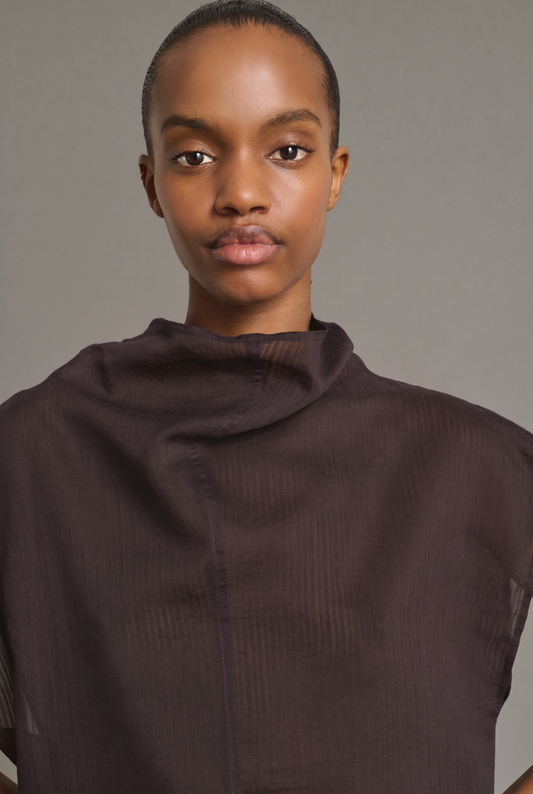 Izumi Blouse - Fig/Brown Organic Cotton Sleeveless - Soeur