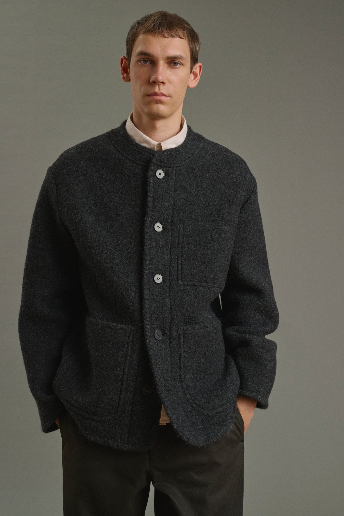 Jacke Aliocha - Anthrazitgrau - Wolle - Herren vue 1
