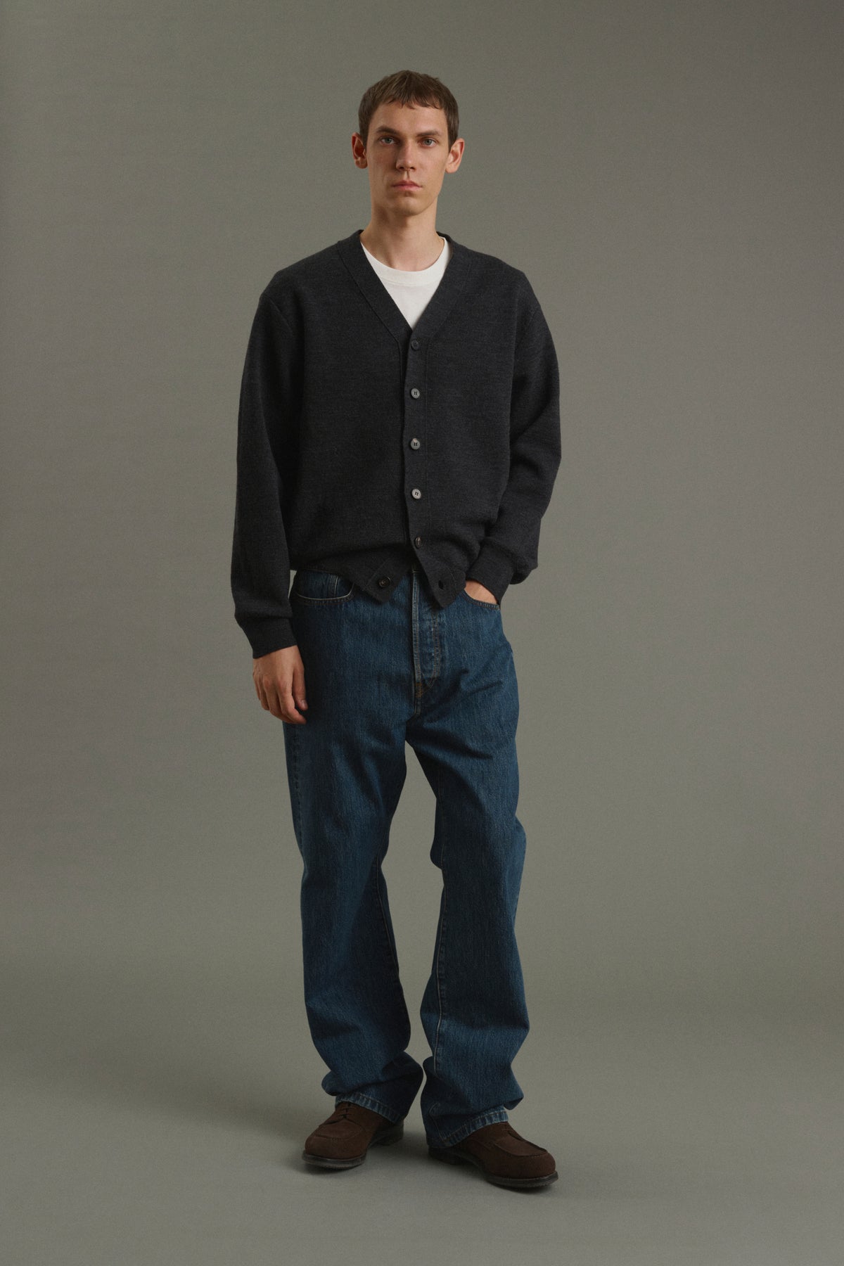 Cardigan Romeo - Anthrazitgrau - Wolle - Herren vue 4