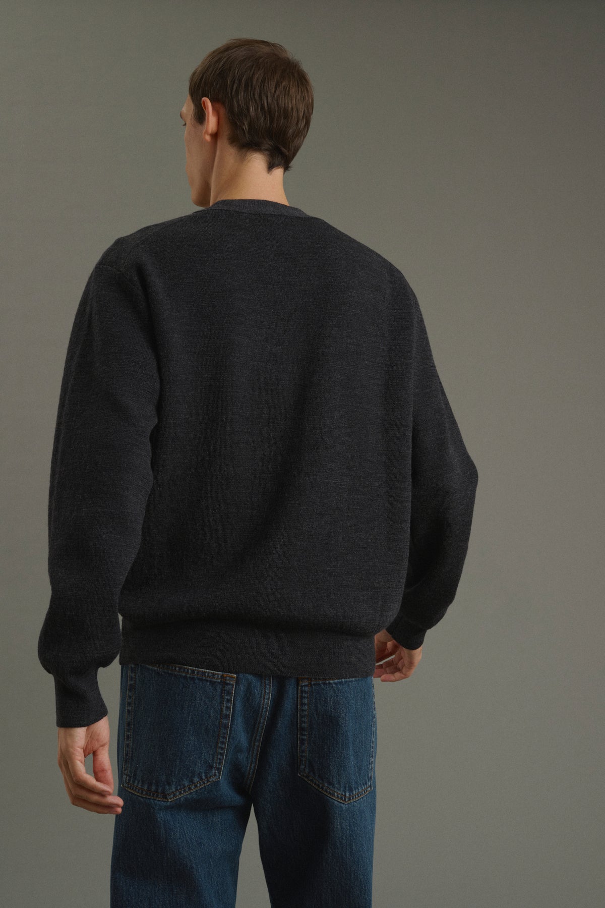Cardigan Romeo - Anthrazitgrau - Wolle - Herren vue 3