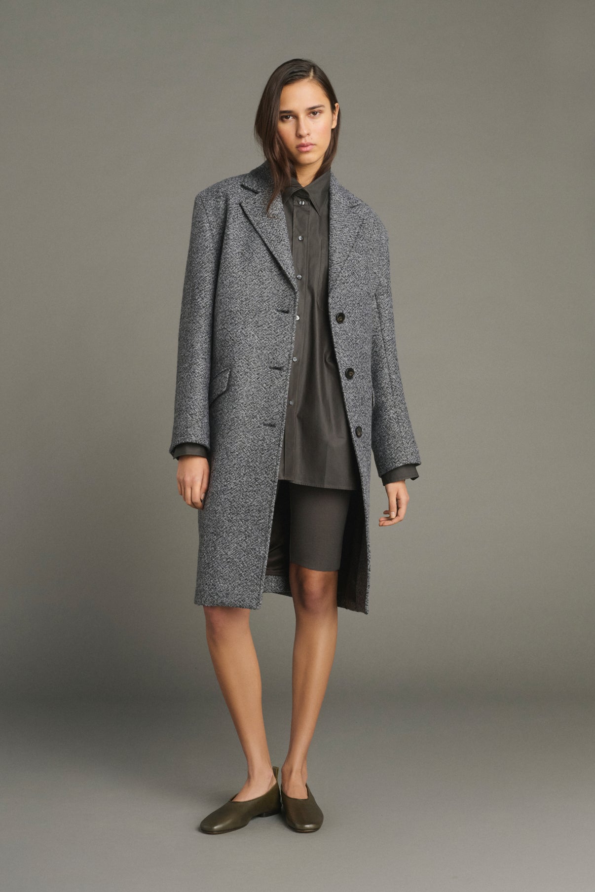 Mantel Leon – Grau/Schwarz – Wolle – Damen vue 1