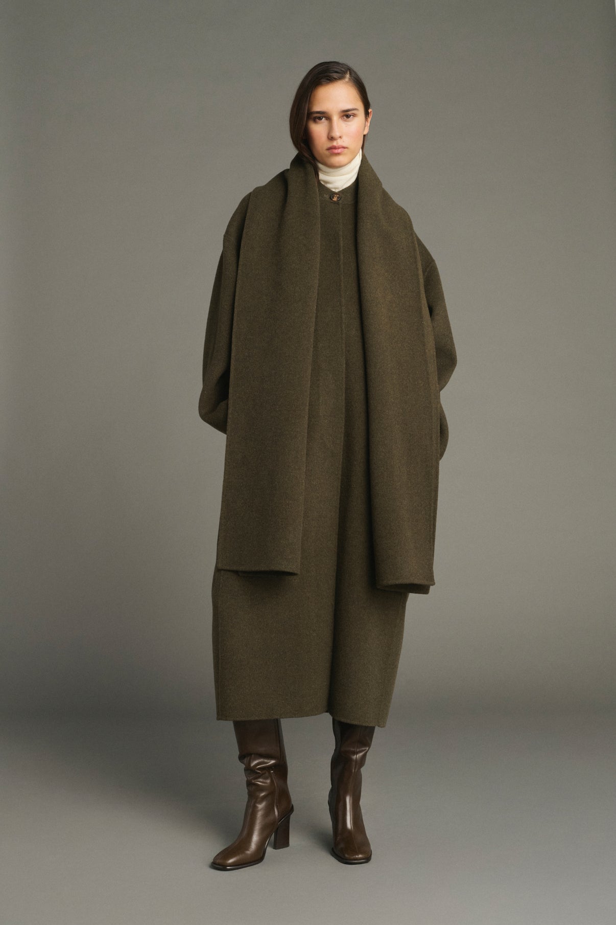 Mantel Finn – Kaki Meliert – Wolle – Damen vue 4