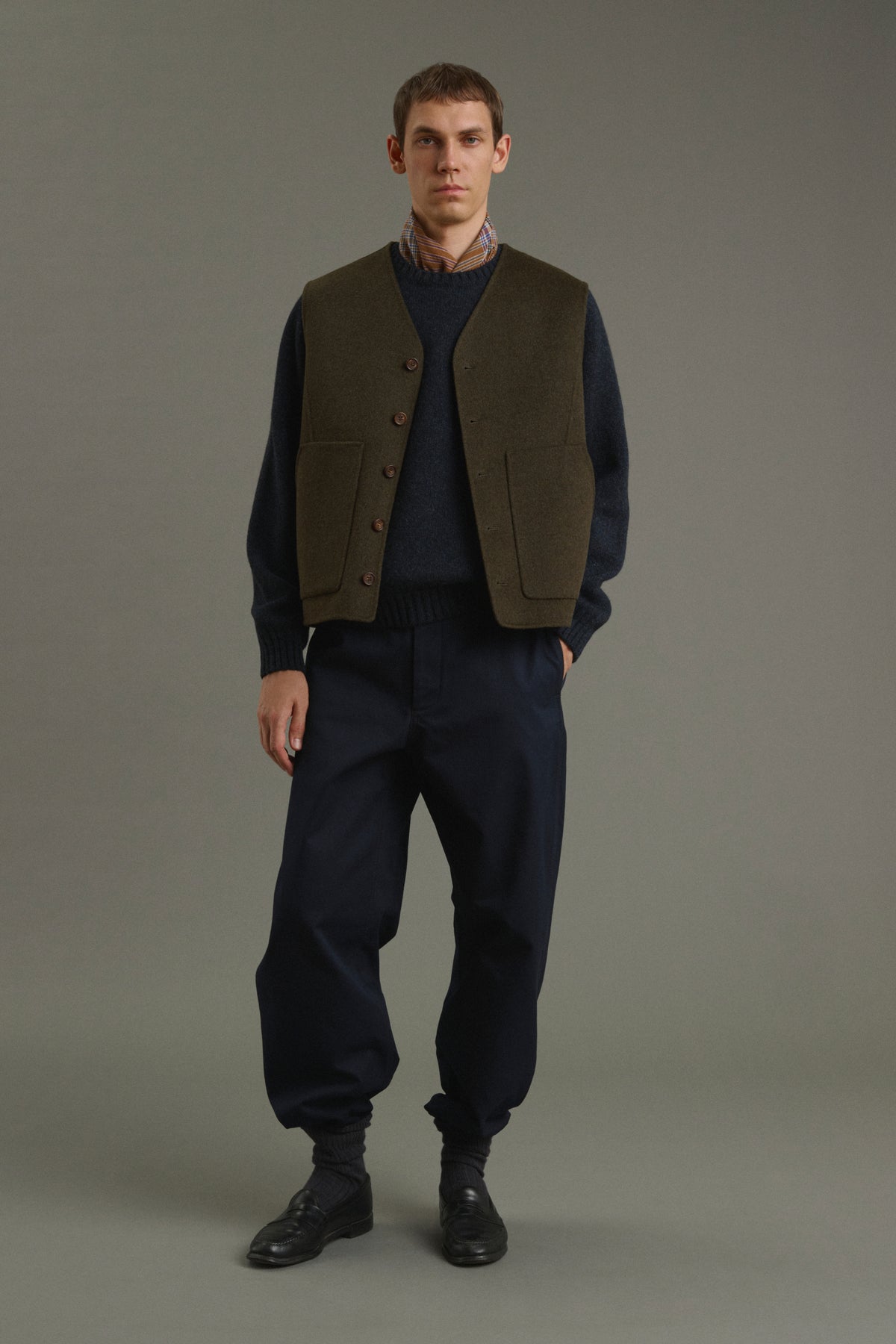 Jacke Romain - Meliertes Khaki - Doppelseitiger Stoff - Herren vue 1