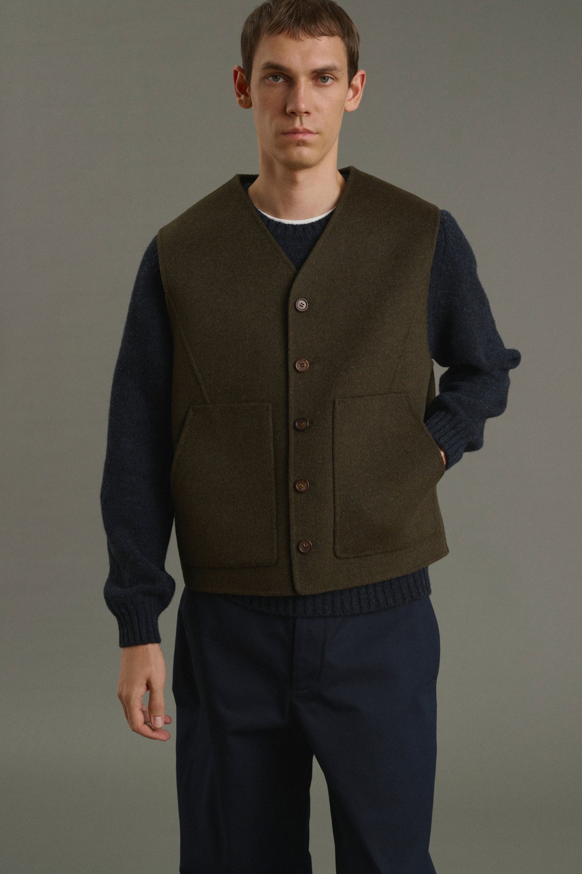 Jacke Romain - Meliertes Khaki - Doppelseitiger Stoff - Herren vue 5