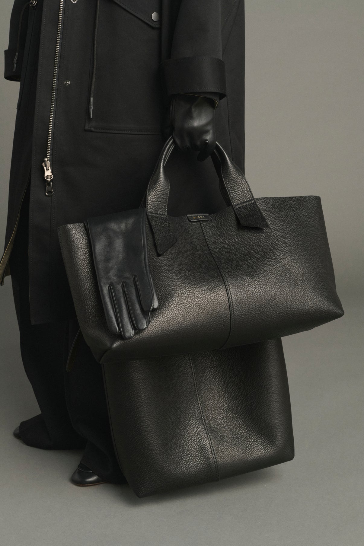 Tasche Suave - Schwarz Cuir Grainé Baguette - Soeur vue 2