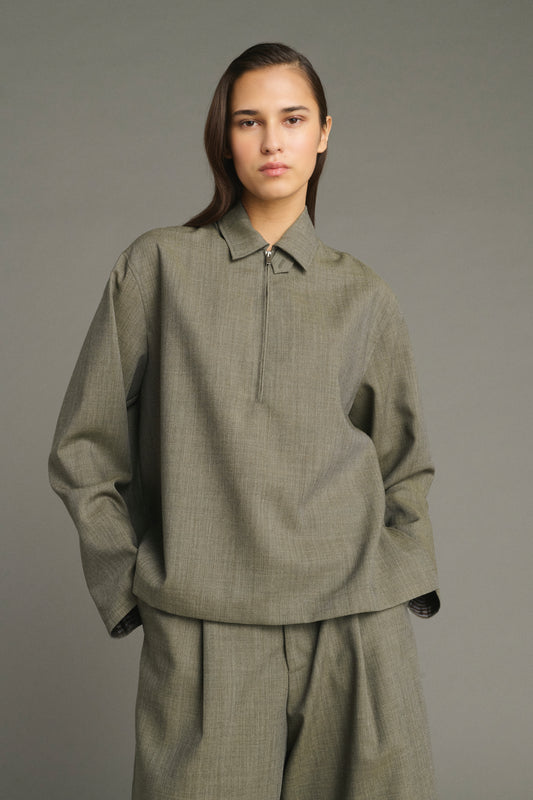 Bluse Jessie – Graugrün – Wolle – Damen