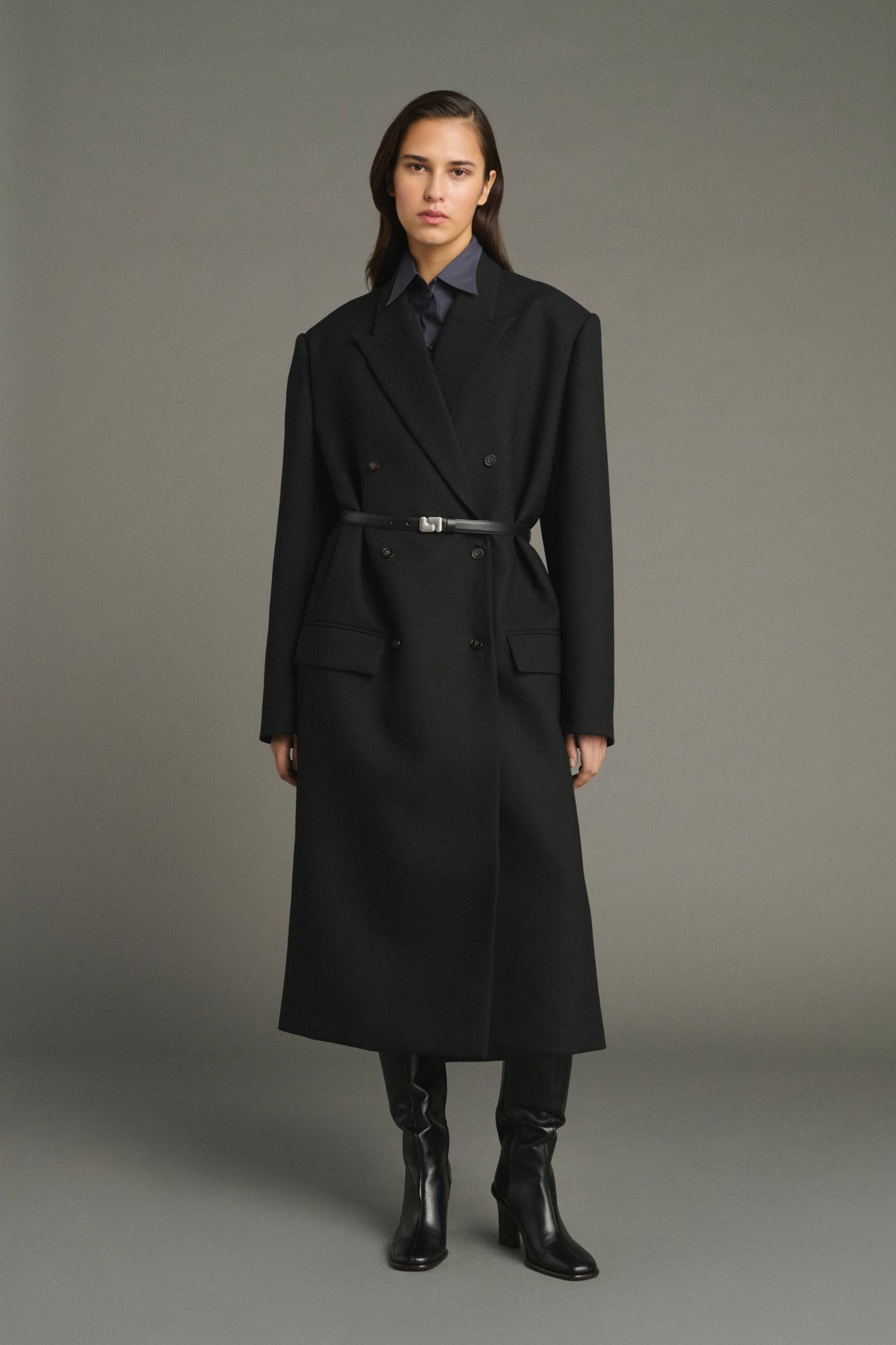 Jim Coat - Black - Wool - Women vue 4