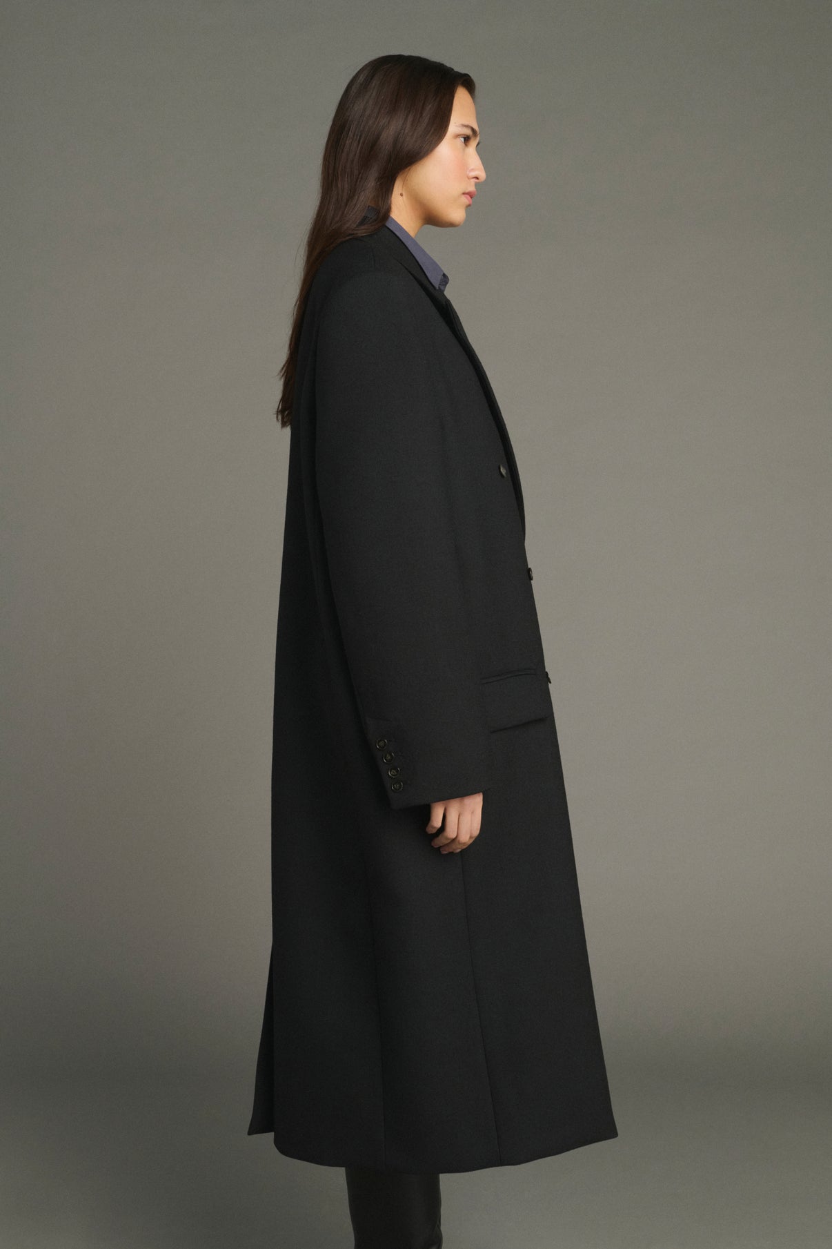 Jim Coat - Black - Wool - Women vue 3