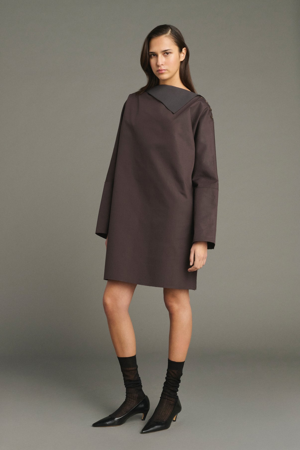 Kleid Liris – Feige/Dunkelbraun – Baumwolle – Damen vue 1