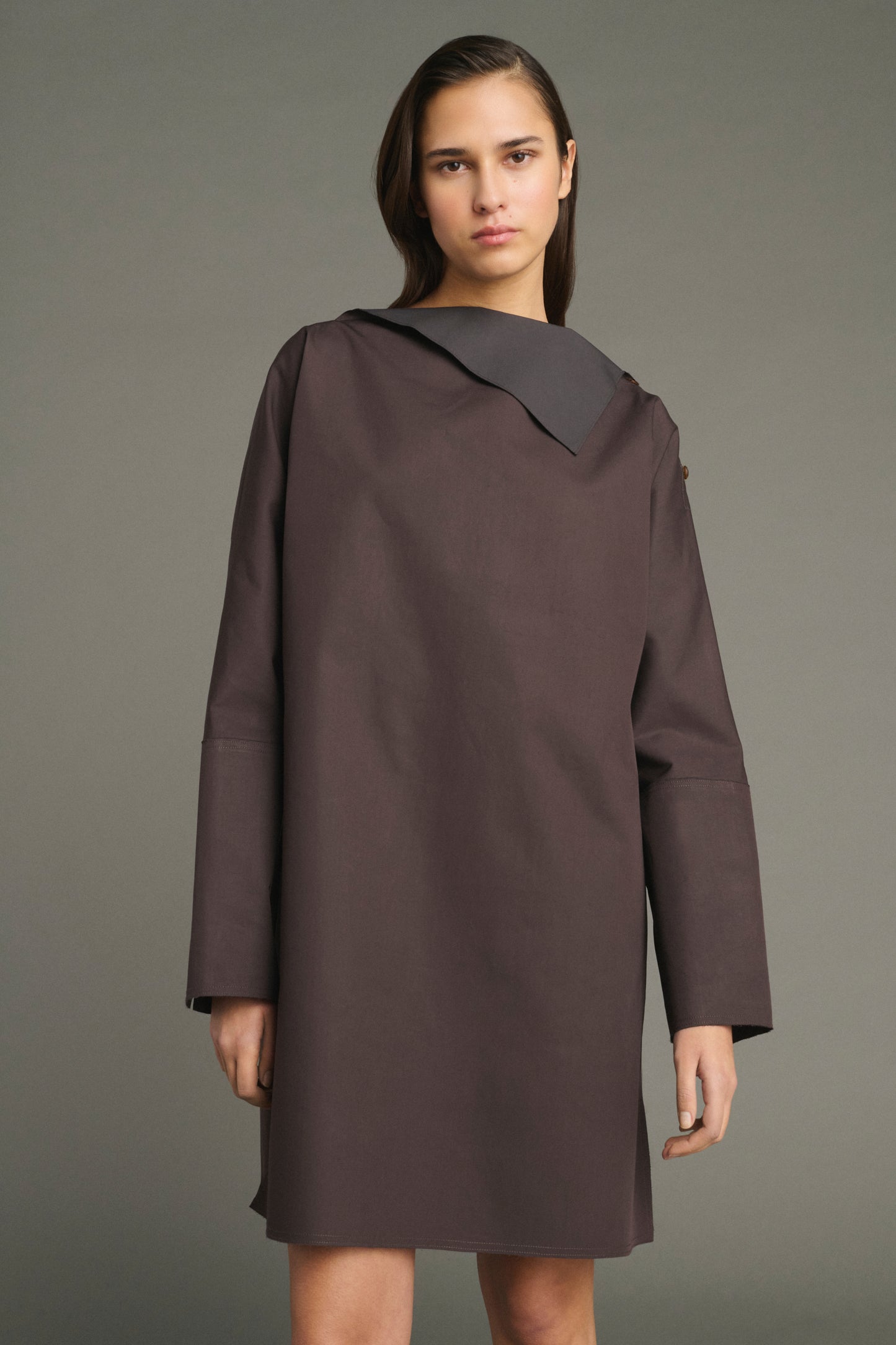 Kleid Liris – Feige/Dunkelbraun – Baumwolle – Damen