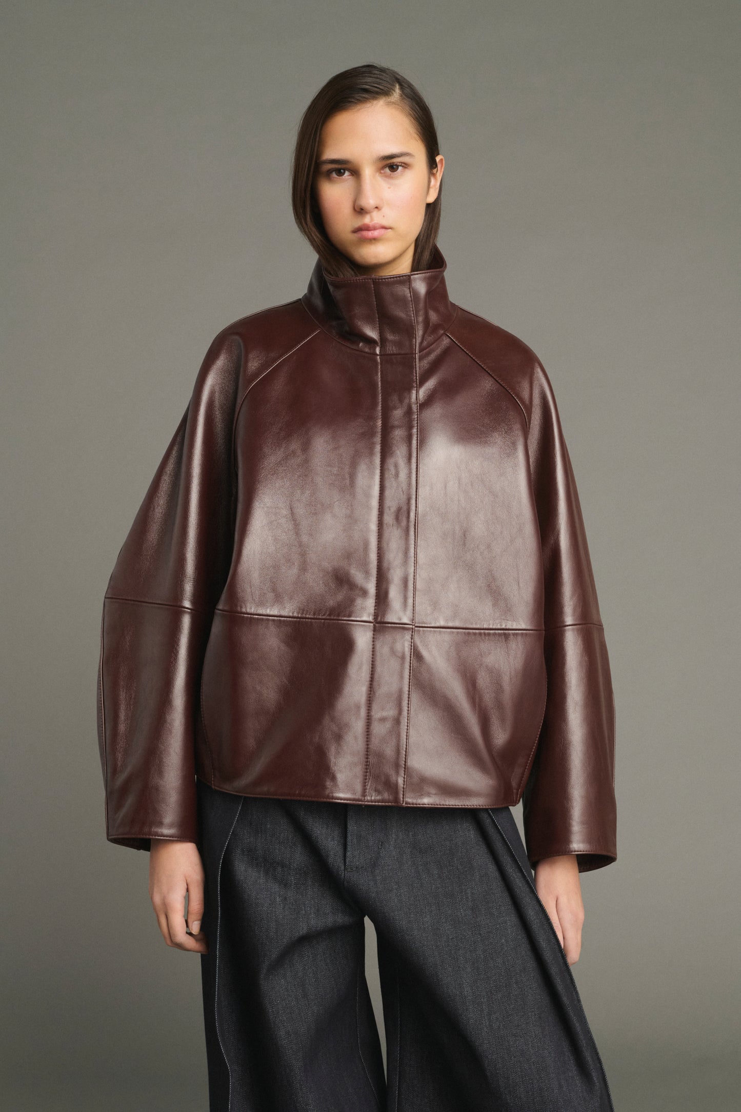 Gamma Jacket - Bordeaux - Leather - Women