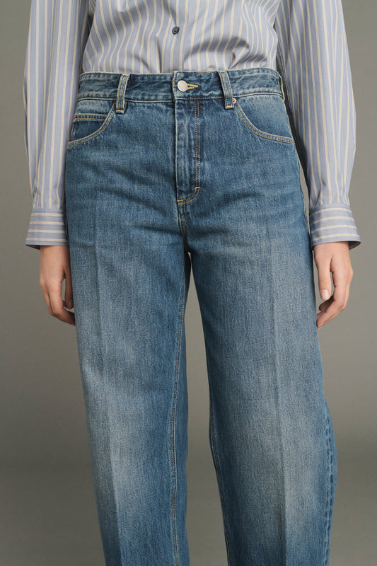 Jeans Jerry – Ausgewaschenes Blau Denim – Coton – Damen