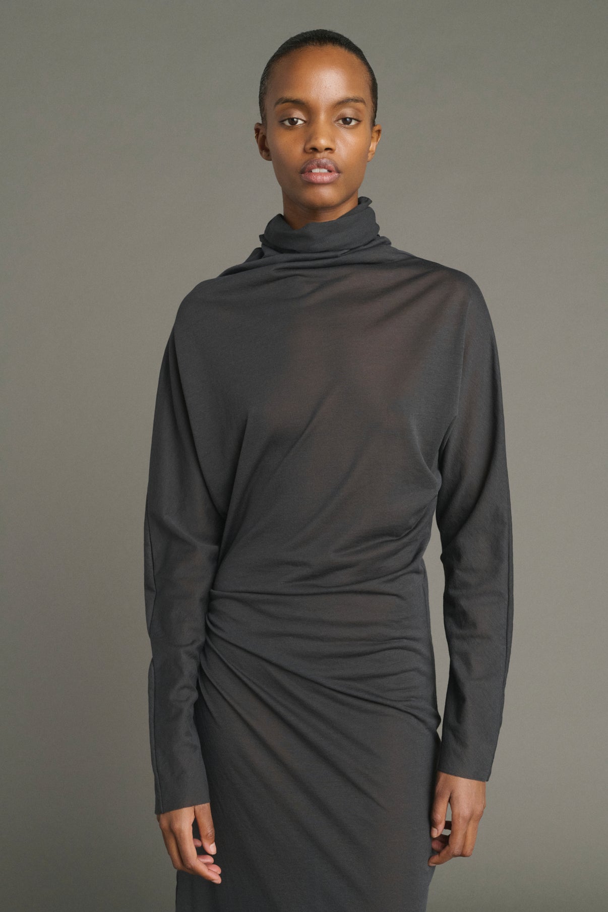 Lola Dress - Anthracite Grey - Cotton - Women vue 4