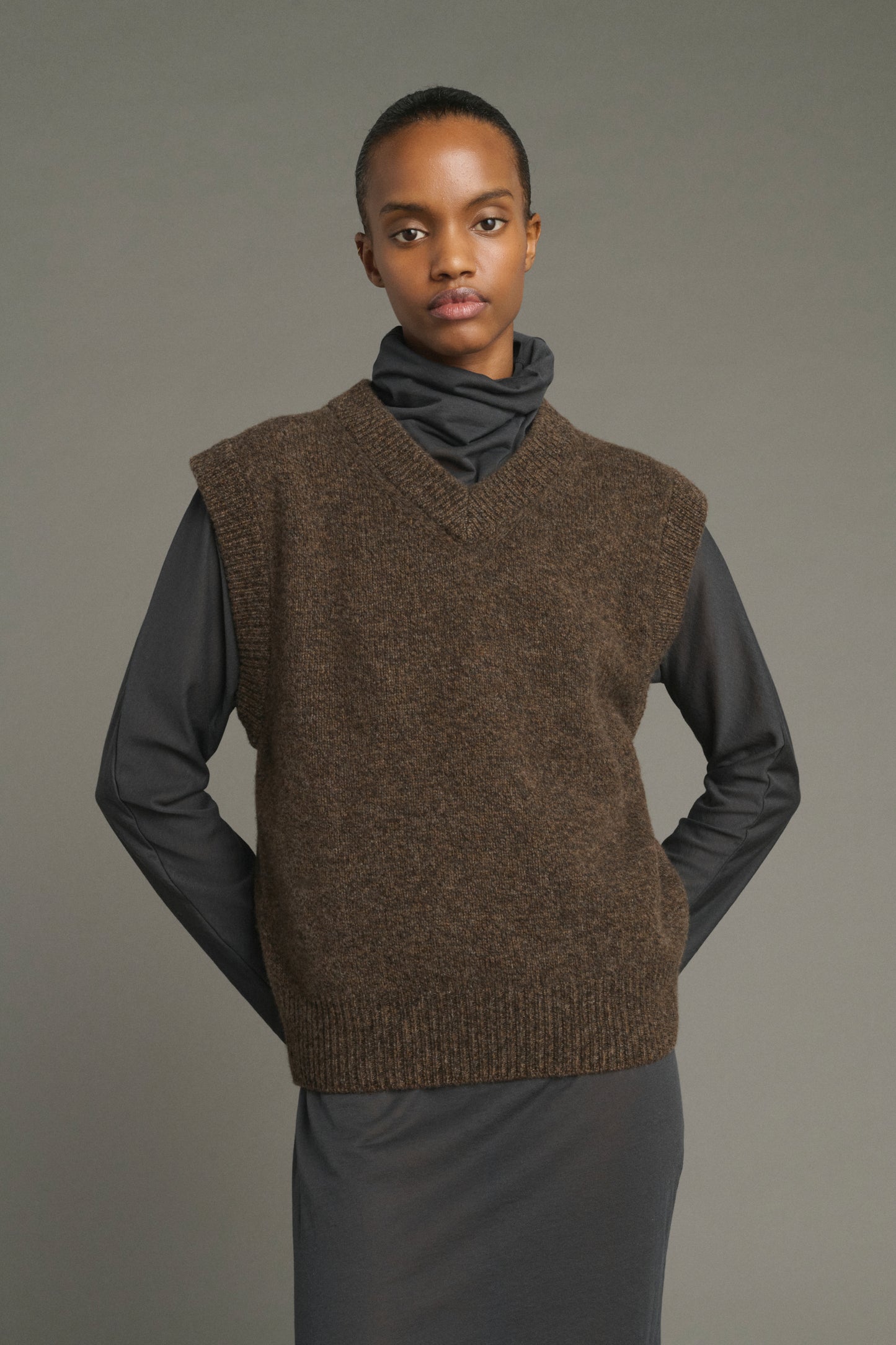 Pullover Karl – Braun Meliert – Merinowolle – Damen