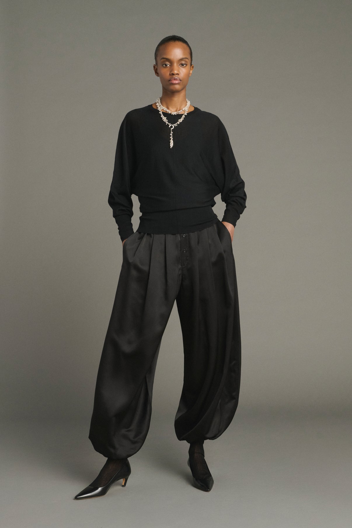 Pullover Lina - Black - Merino Wool - Women vue 2