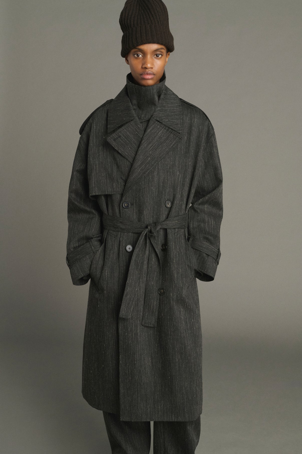 Trench Jourdain – Anthrazitgrau – Wolle – Damen vue 2