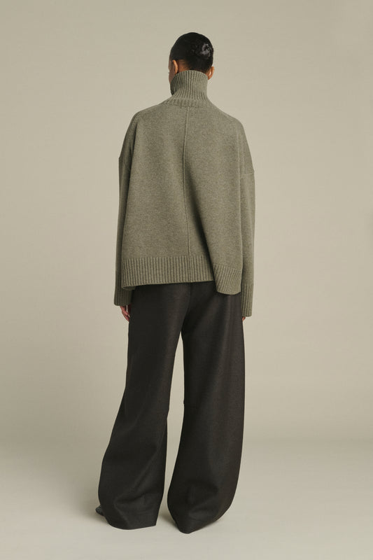 Pullover William - Grau Meliert - Merinowolle - Damen