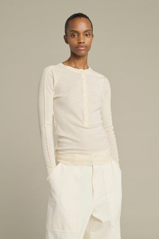 T-Shirt Laos – Ecru – Wolle – Damen