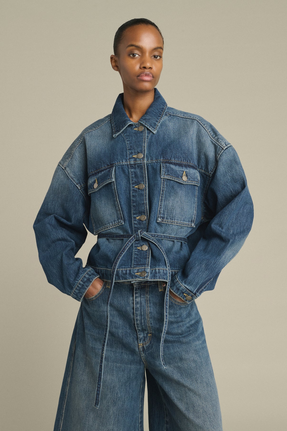 Jacke Lys – Denim Blau Ausgewaschen – Baumwolle – Damen vue 1