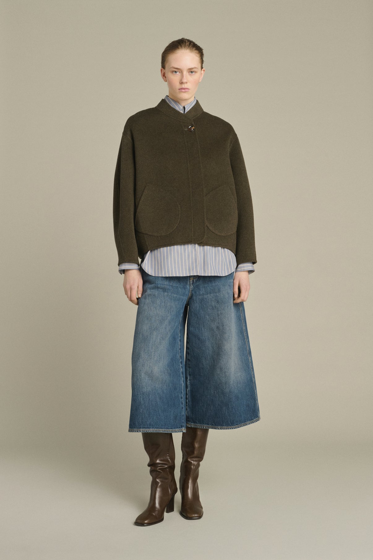 Windsor Mantel - Kaki Chiné - Wolle - Damen vue 1