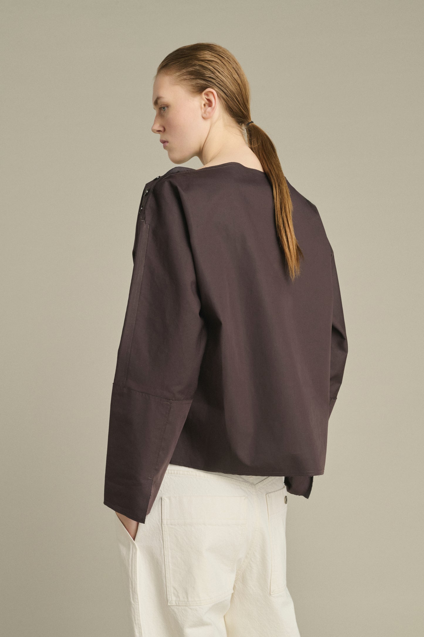 Bluse Kate – Feige/Dunkelbraun – Baumwolle – Damen