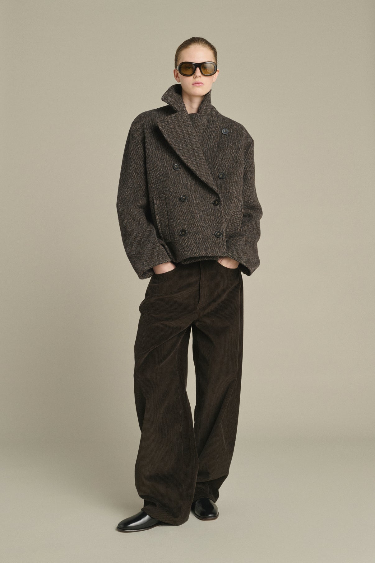 Joseph coat - Brown/Black - Wool - Women vue 1