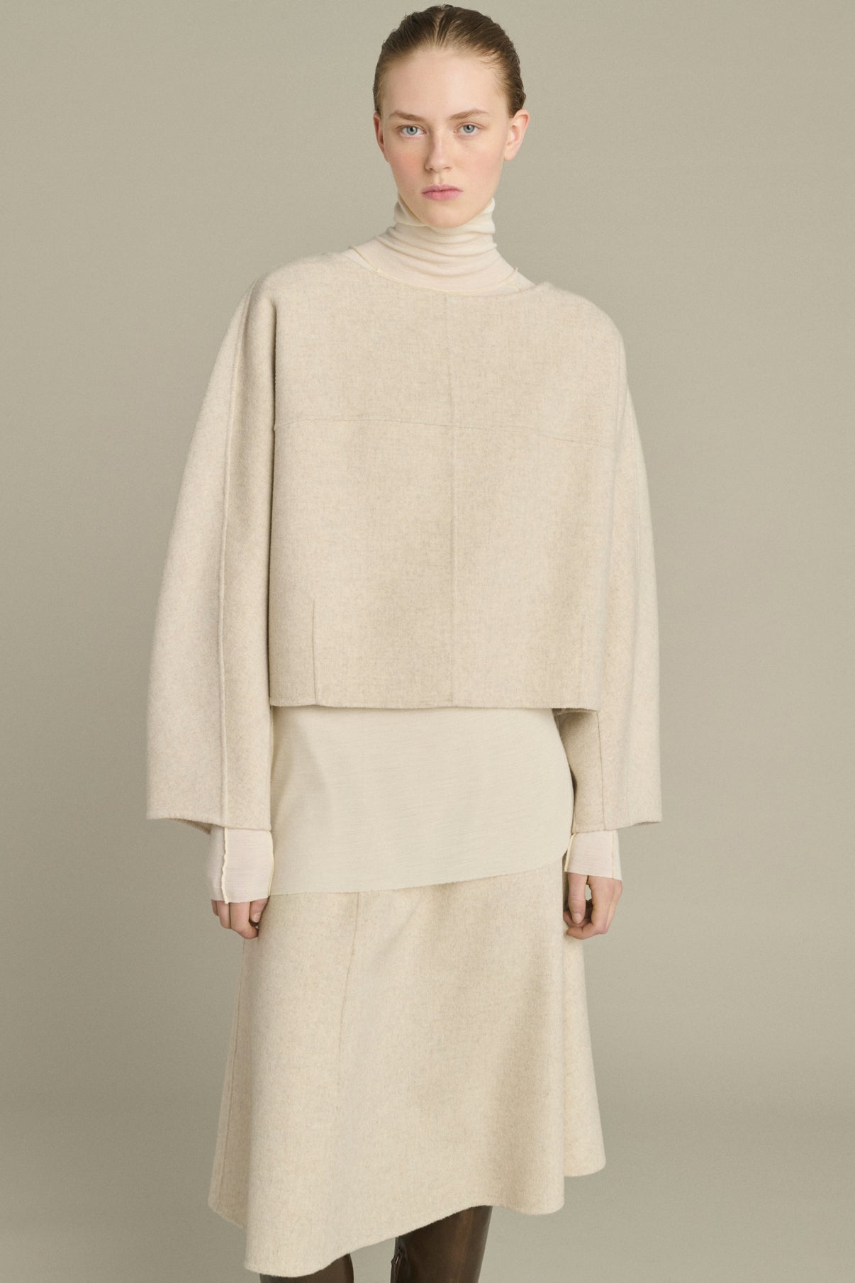 Pullover Hora - Ecru/Grey - Wool - Women vue 1