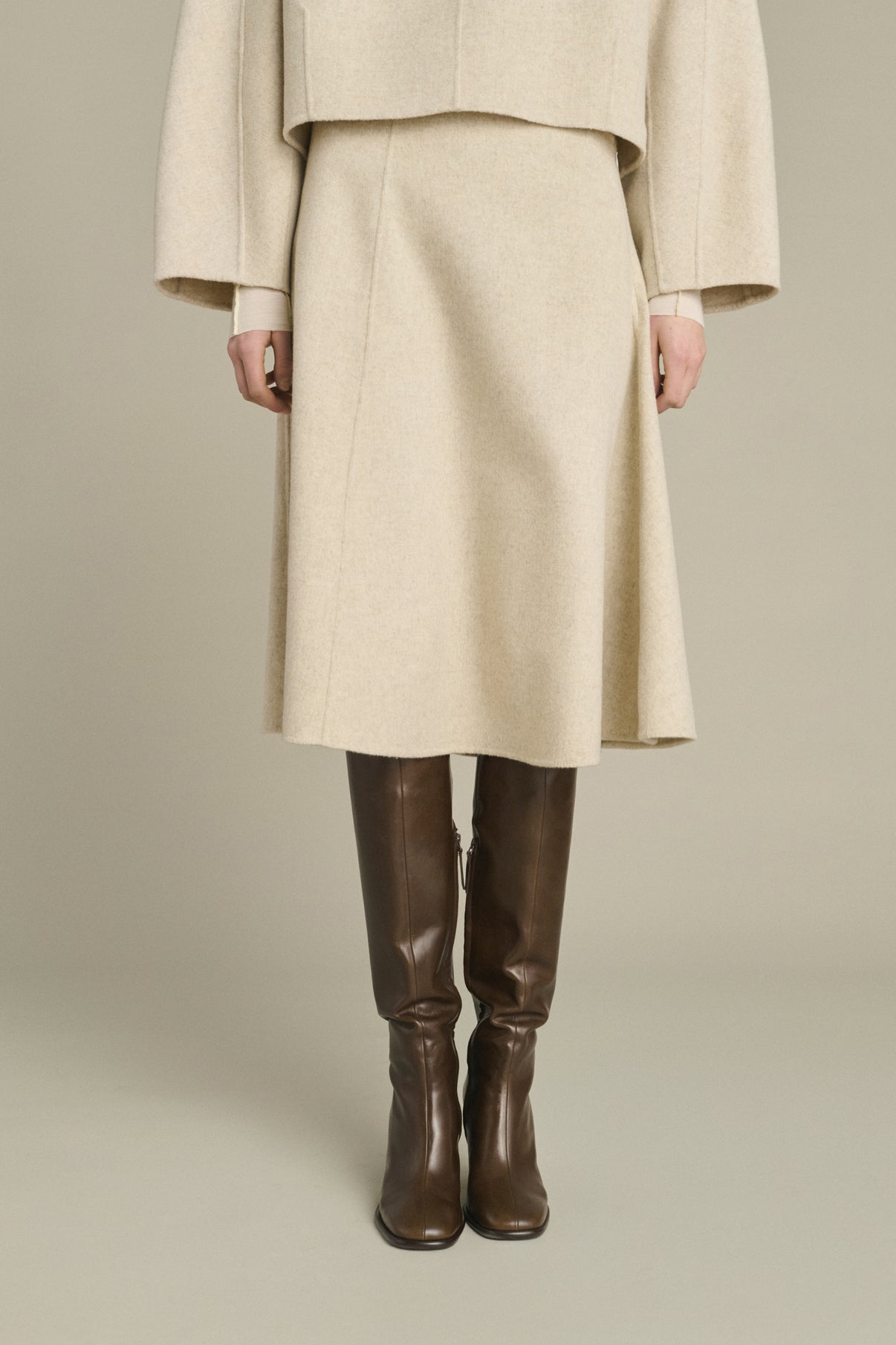 Kelya Skirt - Ecru/Grey - Wool - Women vue 3
