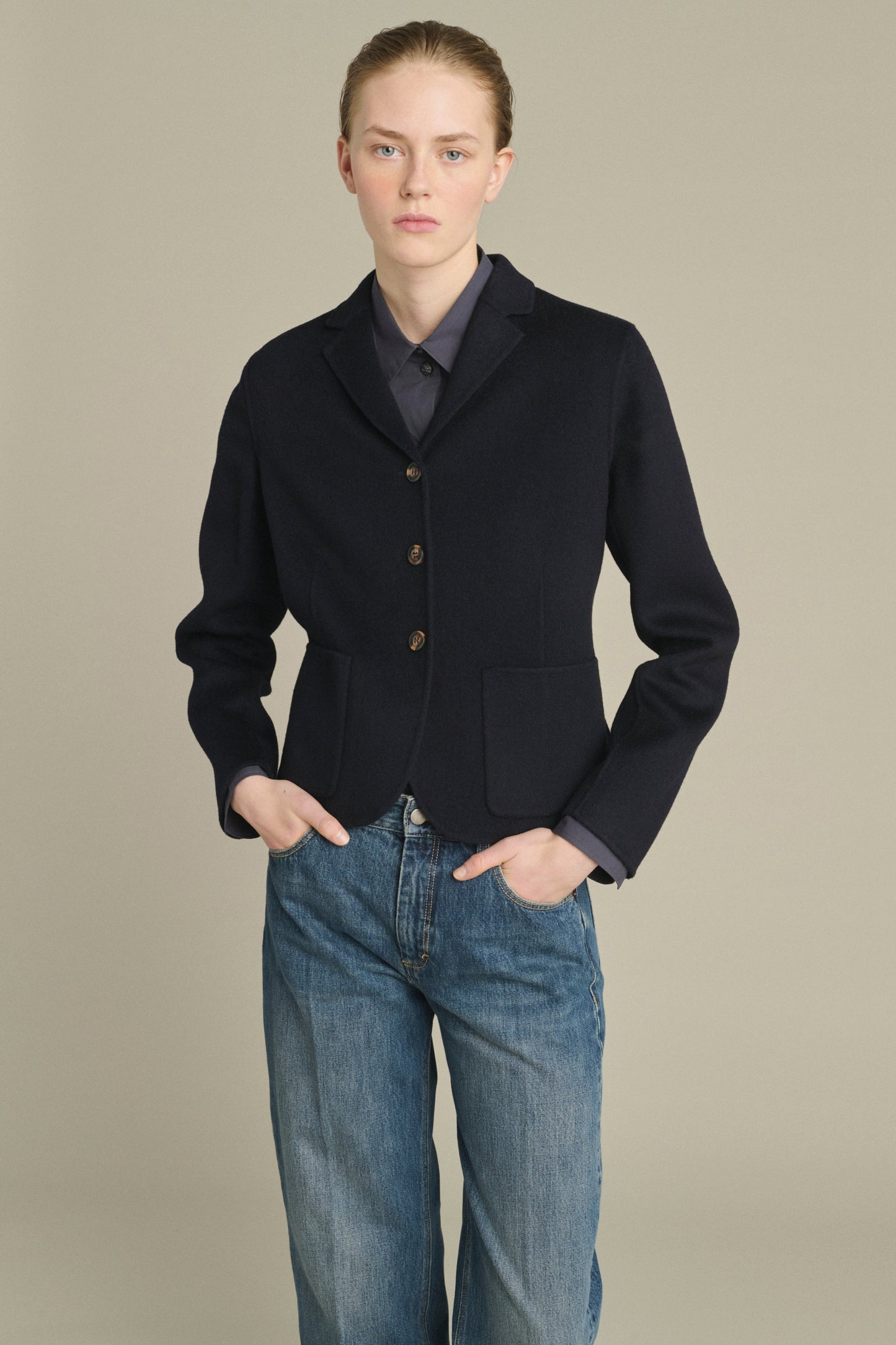 Jacke Hespera – Deep Navy – Wolle – Damen