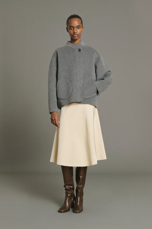 Mantel Windsor – Hellgrau – Wolle – Damen