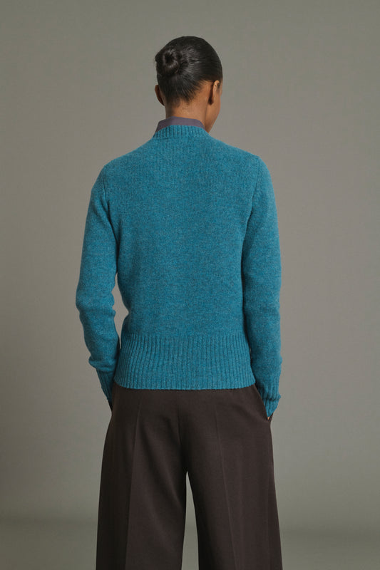 Cardigan Fugu - Persischblau - Merinowolle - Damen