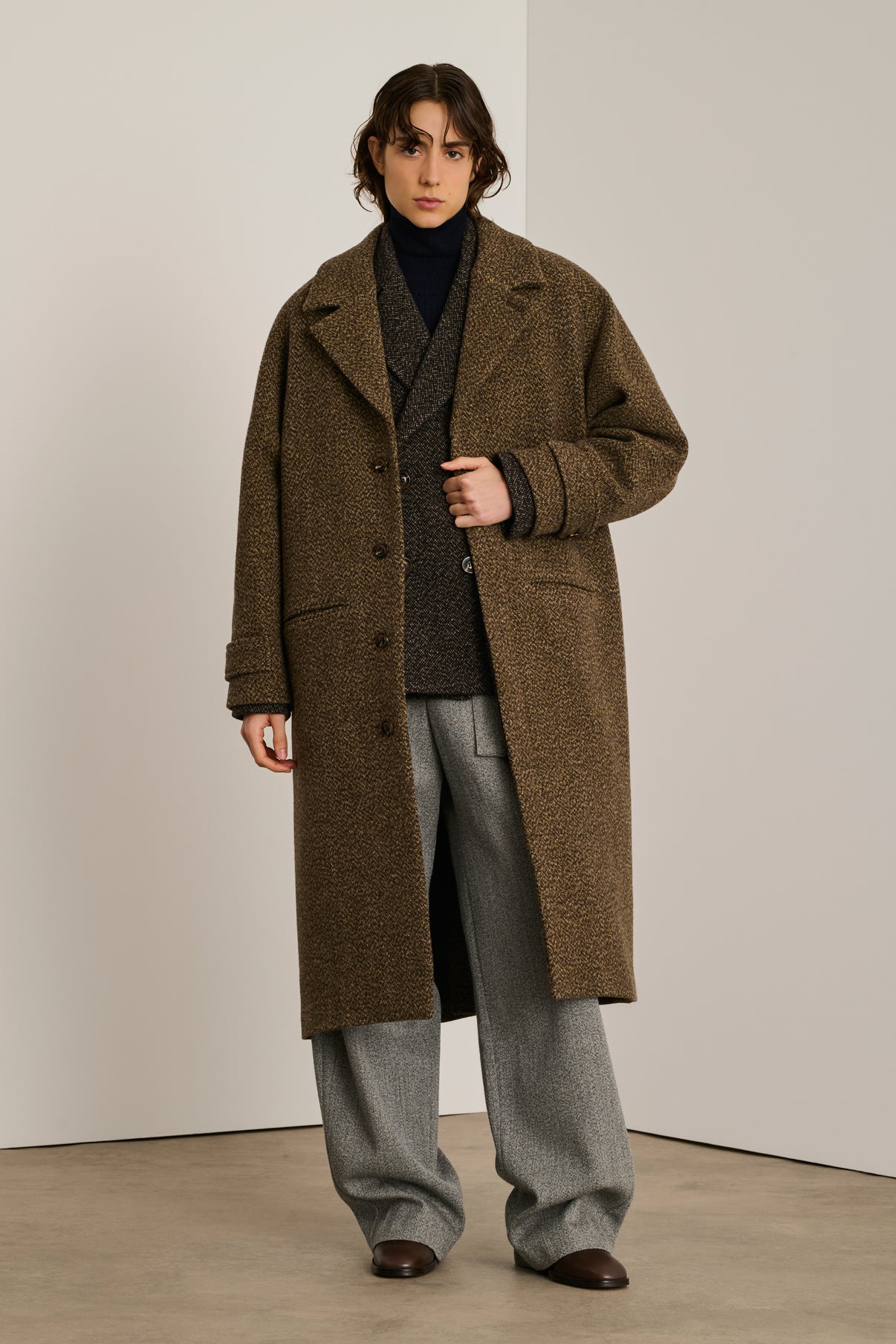 Manteau Brighton - Marron/Noir - Laine - Femme vue 3