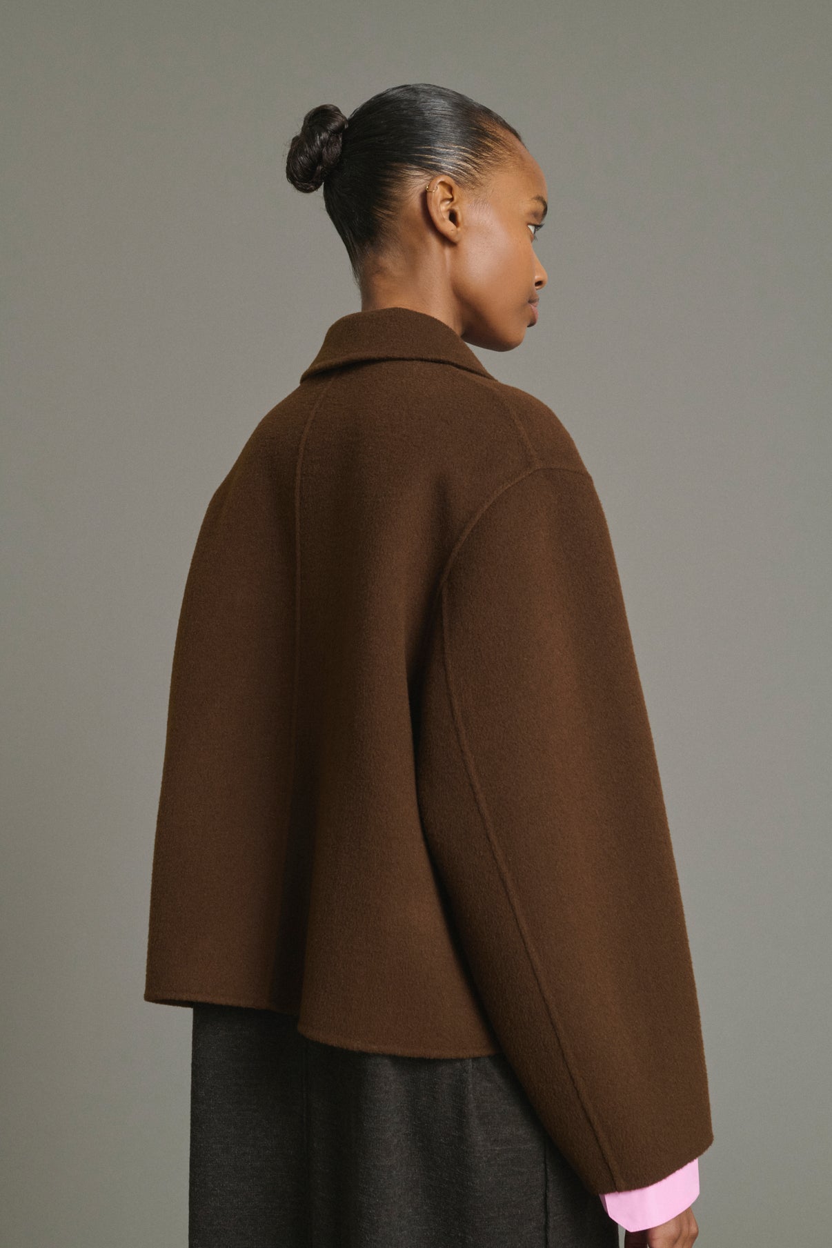 Gyoda Coat - Chocolate - Wool - Women vue 4