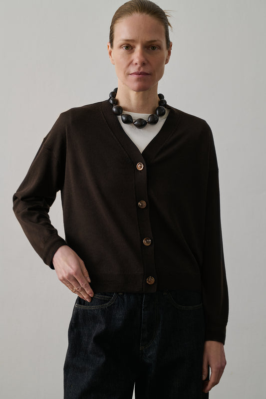 Cardigan Idem - Chocolat - Laine - Femme