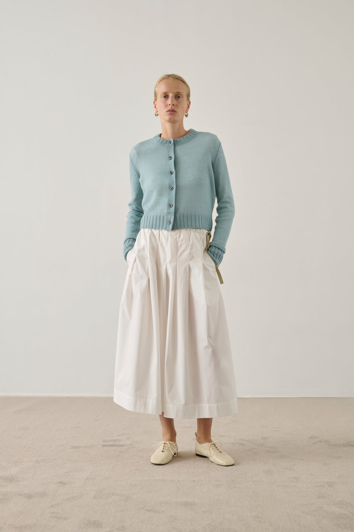 Cardigan Griffith - Bleu Céladon - Laine mérinos - Femme vue 1