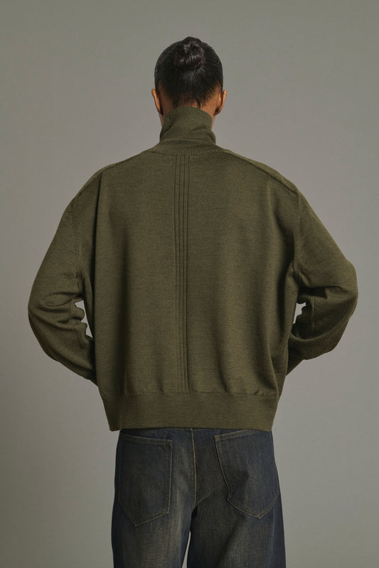Pullover Nord – Dunkelkhaki – Merinowolle – Damen