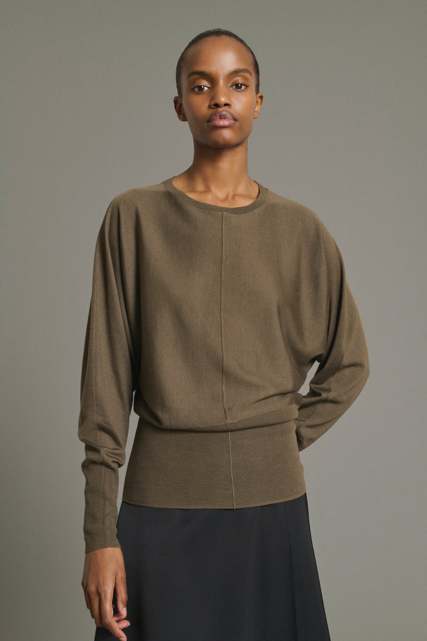 Lina Pullover - Khaki - Merino Wool - Women