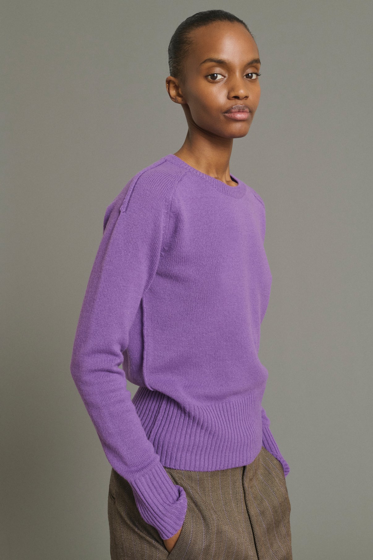 Pullover Jamie – Violett – Merinowolle – Damen vue 3