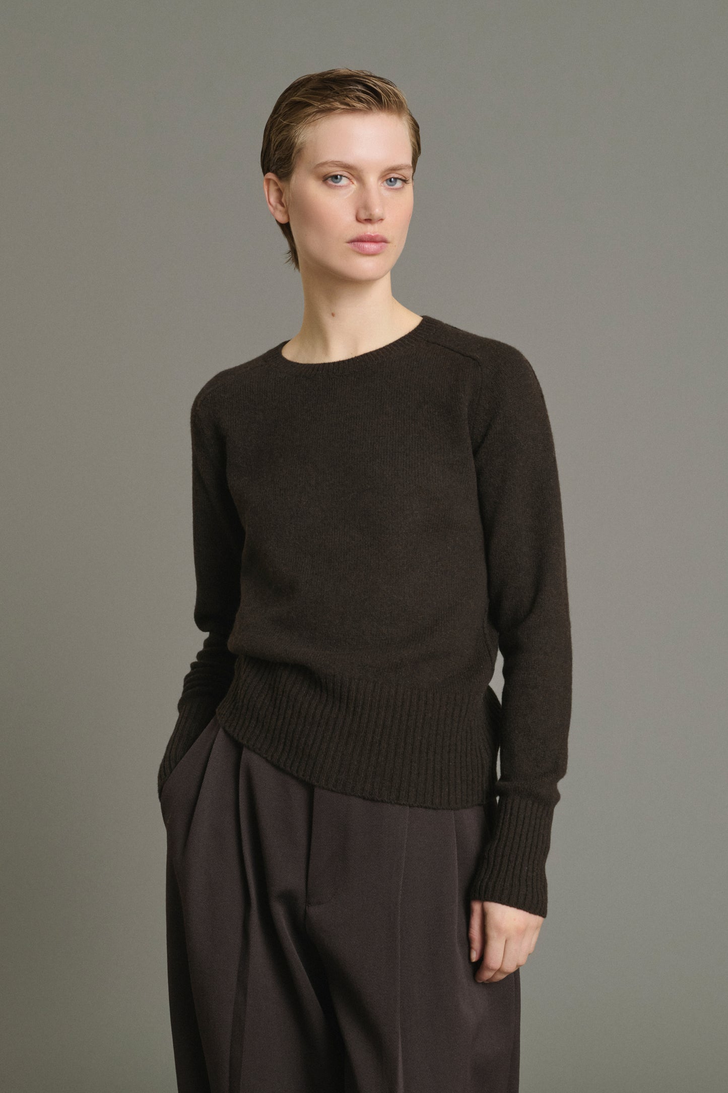 Pullover Jamie – Schokolade – Merinowolle – Damen