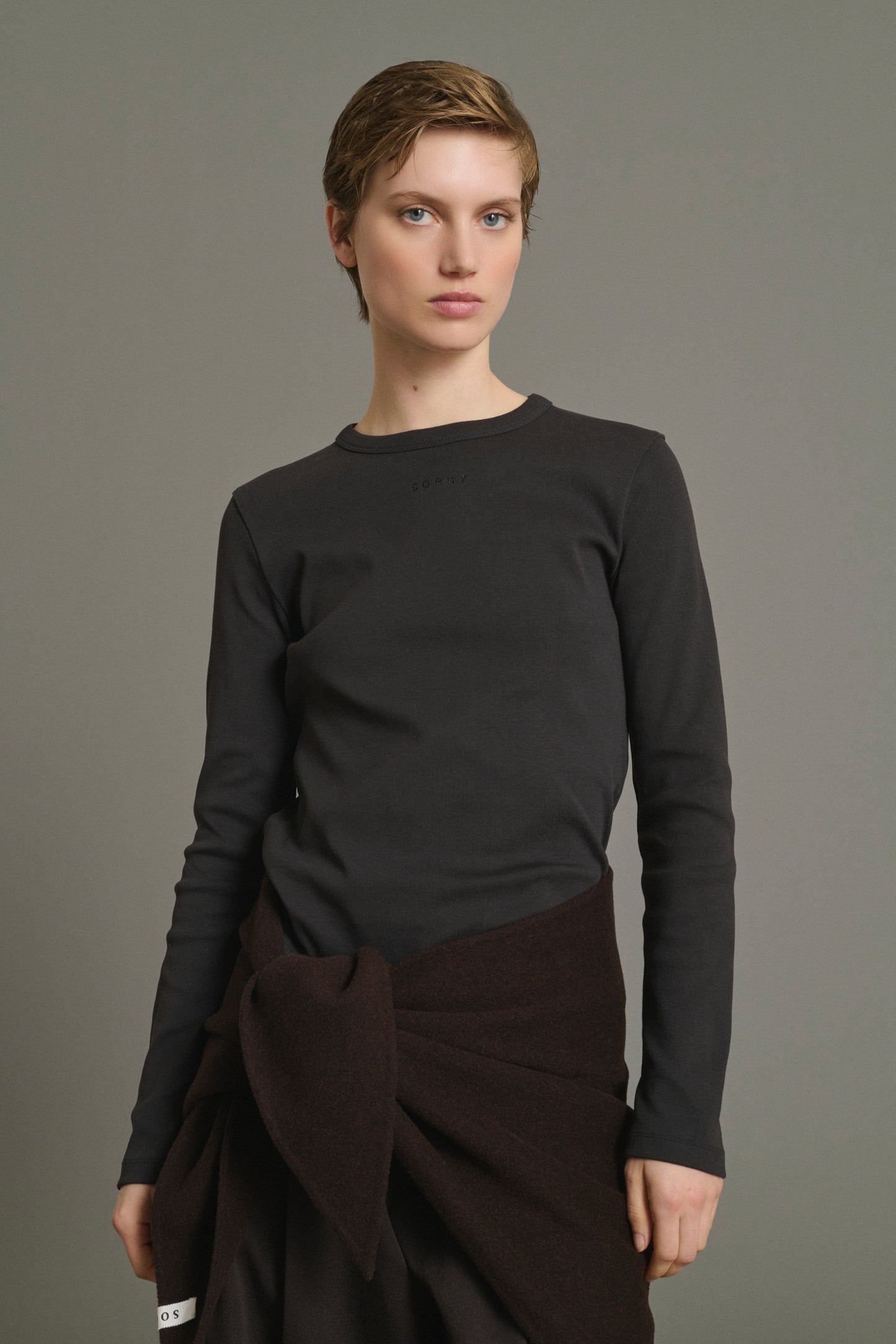 T-Shirt Flavie – Holzkohle – Baumwolle – Damen