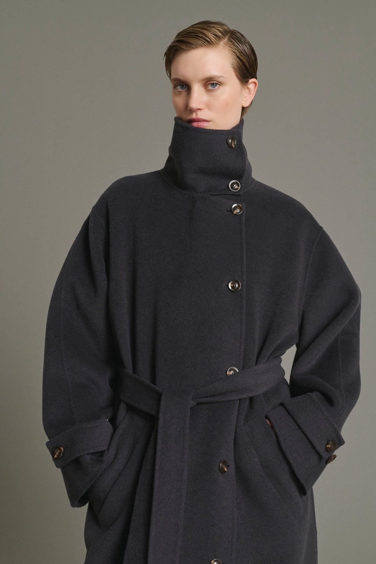 James coat - Charcoal - Wool - Women vue 5